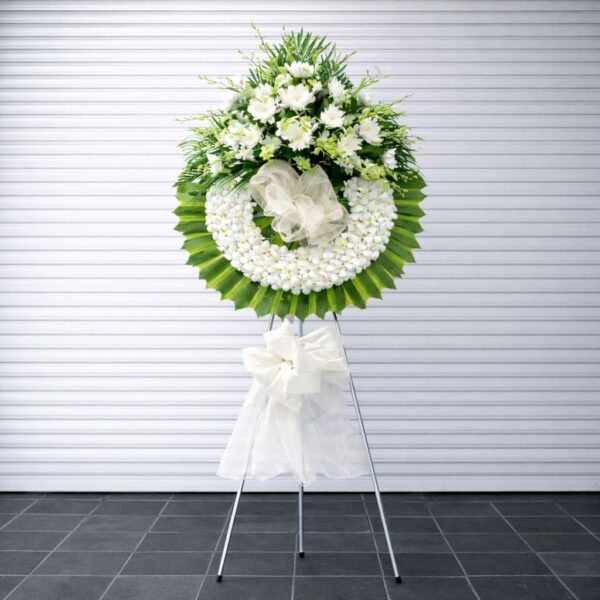 vòng hoa viếng trắng tiễn biệt