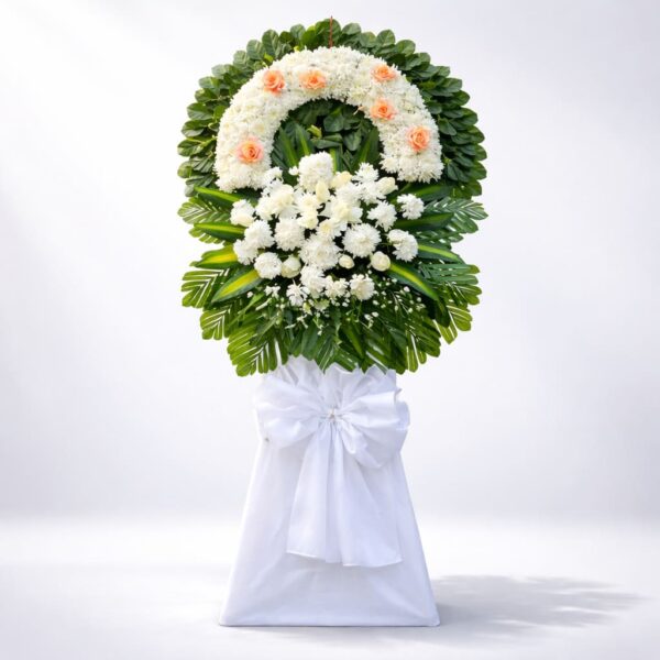 Vòng hoa đám tang an lạc trắng