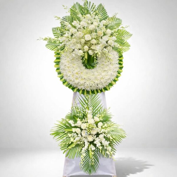 Vòng hoa tang trắng 2 tầng