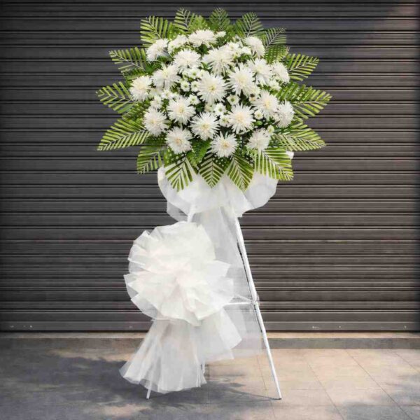 Lẵng hoa cúc trắng đám tang đẹp