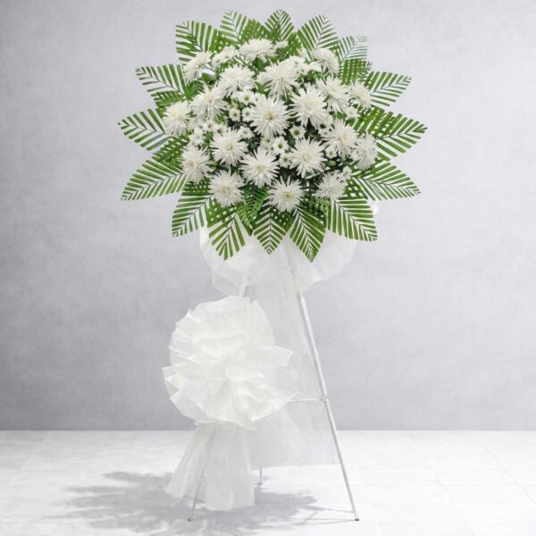 Lẵng hoa đám tang cúc trắng trang nhã, kệ hoa viếng chia buồn sang trọng